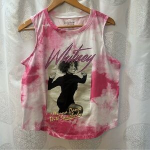 Whitney Houston Graphic Pink Tie-Dye Women's Sleeveless Tank Top Small